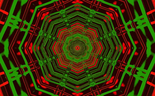 Túnel Neó Vermell Verd Octàgon Vòrtex Vj Loop 60fps 16:10 MacBook Estalviapantalles