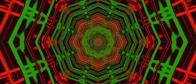 Neon Tunnel Octagon Vortex Red Green 21:9 Ultrawide 60fps Screensaver Vj Loop