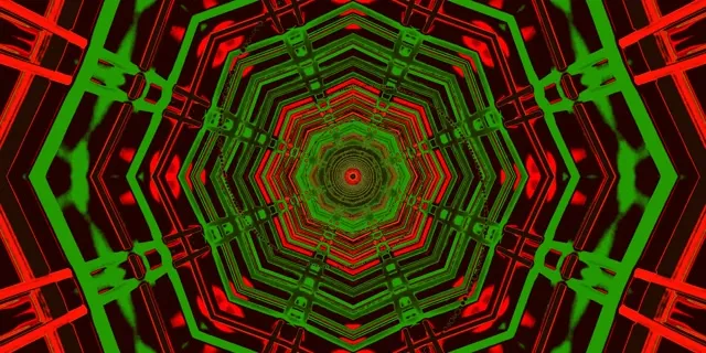 Neon Tunnel Octagon Vortex Red Green VJ Loop 2:1 Univisium 60fps Screensaver