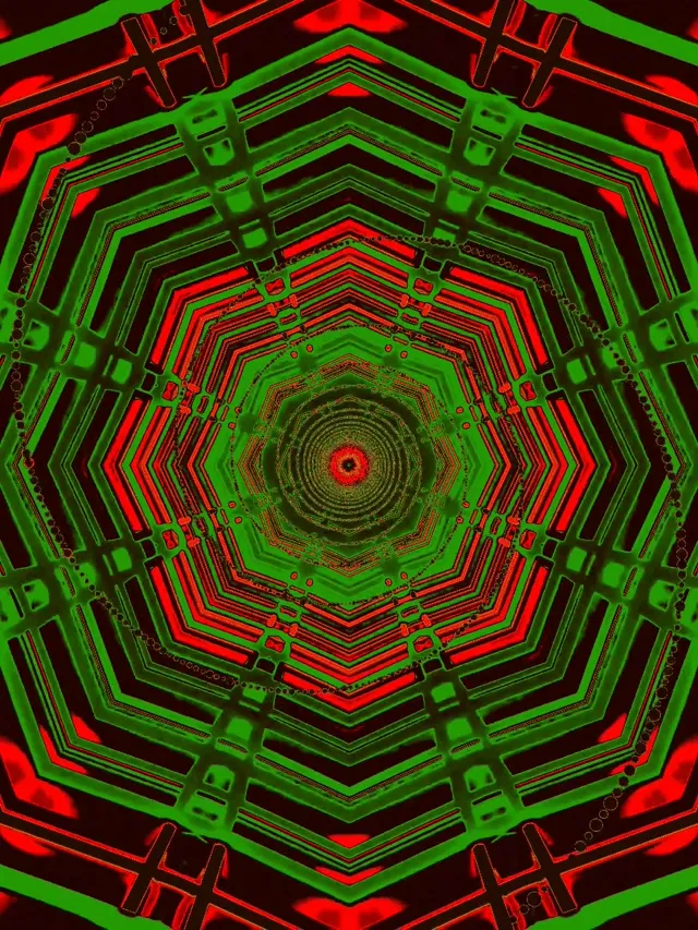 Neon Tunnel Rot Grün Oktagon Vortex Vj Loop 3:4 iPad Portrait 60fps Screensaver