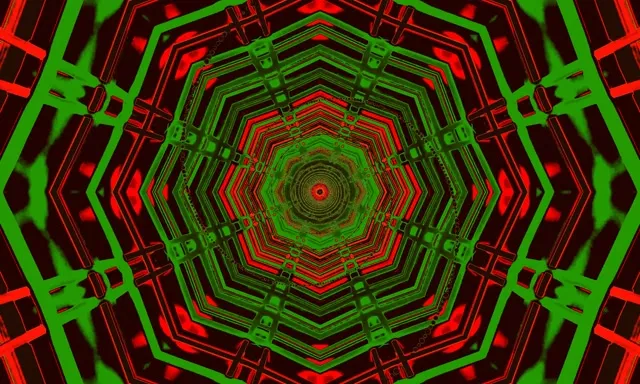 Túnel Neón Vermello Verde Octógono Vórtice VJ Loop 60fps 5:3 Ancho Protector de Pantalla