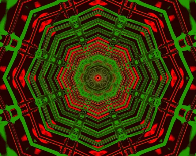 نفق نيون أحمر أخضر مثمن دوامة Vj Loop 5:4 صناعي 60fps شاشة توقف