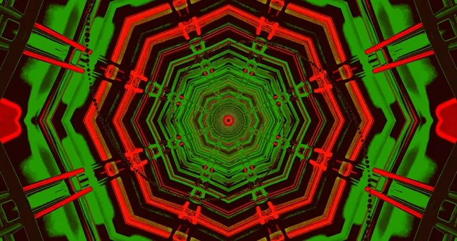 Neon Tunel Zeleni Crveni Oktagon Čuvar Ekrana 4k UHD 60fps VJ Loop