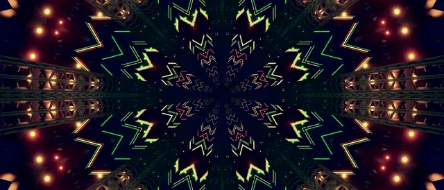 Neon Tunnel Green Star 60fps 21:9 Ultrawide Screensaver VJ Loop