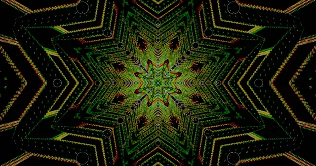 Neon Tunel Zelena Zvijezda Kaleidoskop Čuvar Ekrana 4K UHD 60fps VJ Loop