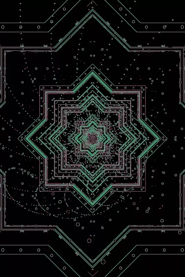 霓虹隧道绿色星曼陀罗 60fps 屏保 2:3 竖屏 VJLoops