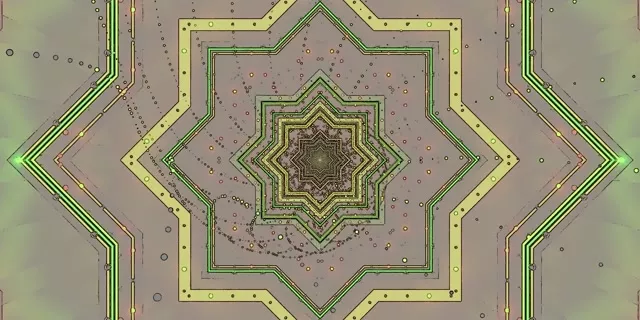 Neon Tunnel Green Star Screensaver 2:1 Univisium 60fps Vj Loop PC