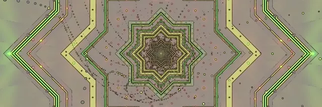 Terowongan Neon Bintang Hijau Screensaver 3:1 Triple Wide 60fps VJLoops