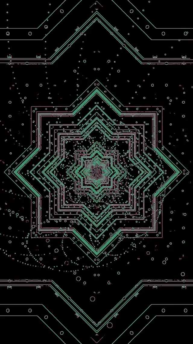 Neon-Tunnel Grüner Stern Bildschirmschoner 60fps 9:16 Reels VJ Loop