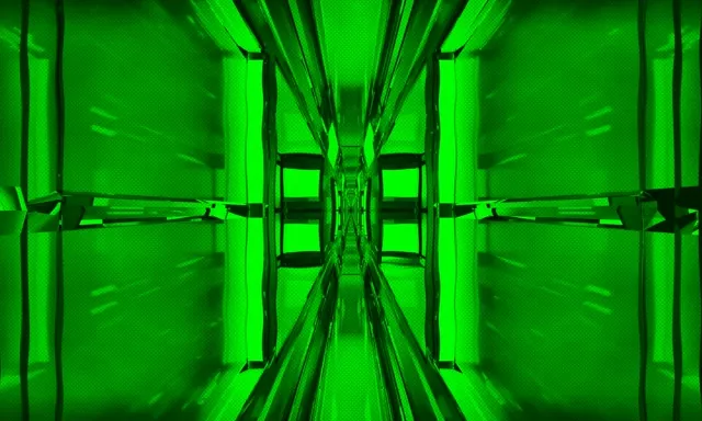 Neon Tunnel VJLoops 5:3 Wide 60fps Screensaver - Symmetrical Green Light Corridor