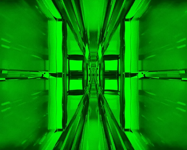 Túnel neon geométrico verde 5:4 industrial 60fps screensaver VJLoops