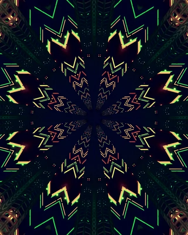 Túnel Neón Verde Zigzag Caleidoscopio 60fps 4:5 Instagram Salvapantallas PC Vj Loop