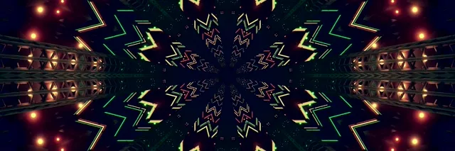 ネオントンネル グリーン ジグザグ スクリーンセーバー 3:1 トリプルワイド 60fps VJループ