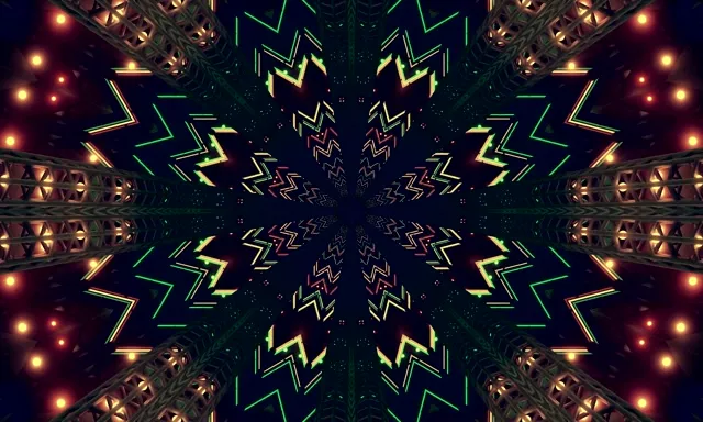 Tunel Neon Verde Zigzag Screensaver 5:3 Wide 60fps VJ Loop PC