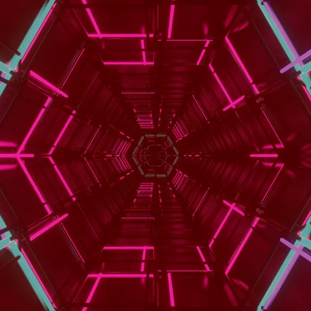Neon Tunnel Hexagon Grid Vj Loop 1:1 Square 60fps Screensaver Pink