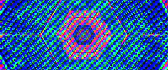 Terowong Neon Grid Heksagon VJLoops 2.39:1 Cinemascope 60fps Penyelamat Skrin