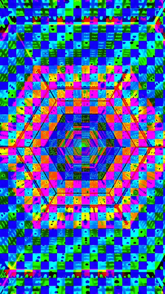 Neon Tunel Hexagon Mřížka VJLoops 9:16 Reels 60fps Spořič obrazovky