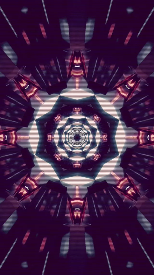 Неоновый Туннель Шестиугольник Фиолетовый VJ Loop Заставка Windows 11 9:16 Reels 60fps