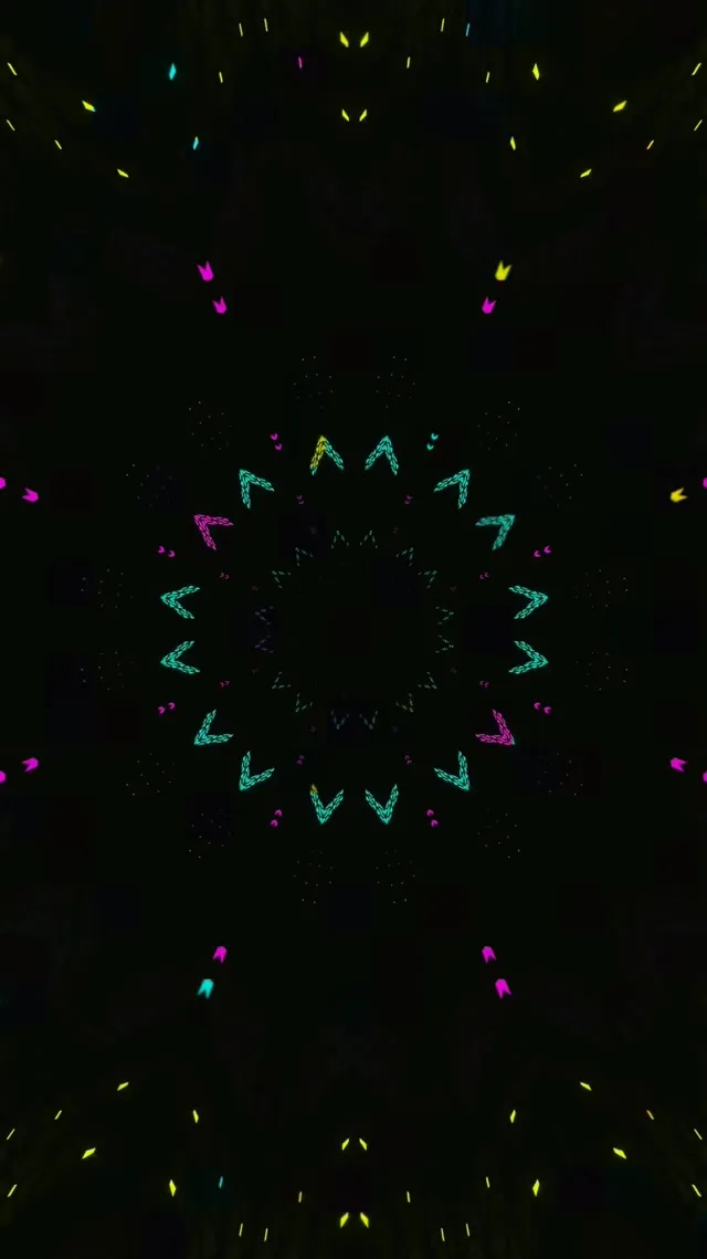 Neon Tunel Kaleidoskop Mandala Vj Loop 9:16 Reels 60fps Čuvar Ekrana