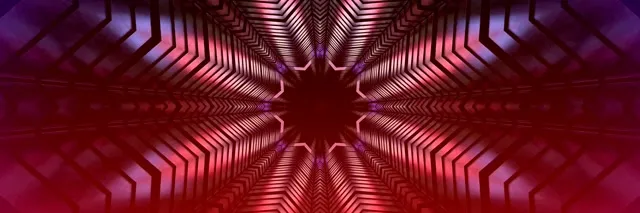 Neon Tunnel Kaleidoscope Star Vortex VJ Loop 3:1 Triple Wide 60fps Screensaver