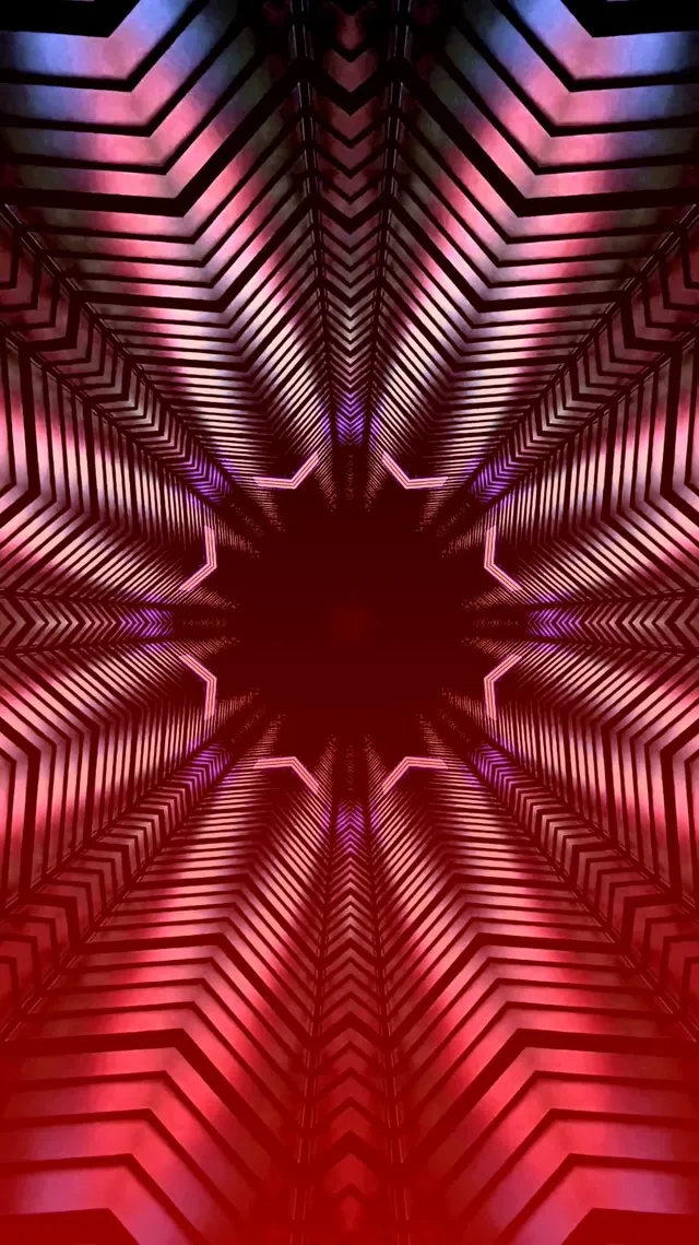 Neon Tunnel Zigzag Star Vortex VJ Loop 9:16 Reels 60fps Screensaver