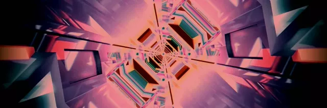Terowongan Neon Ledakan Kaleidoskop 3:1 Triple Wide 60fps Screensaver Vj Loop