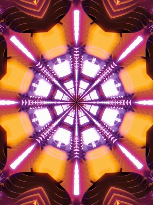 Neon Tunnel Kaleidoscope Burst VJ Loop 3:4 iPad Portrait 60fps Screensaver