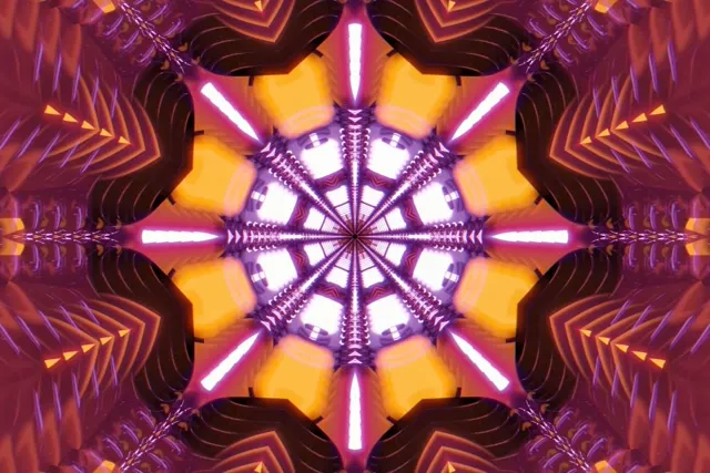 Neon Tunnel Kaleidoscope Burst | VJ Loop 60fps 3:2 Screensaver
