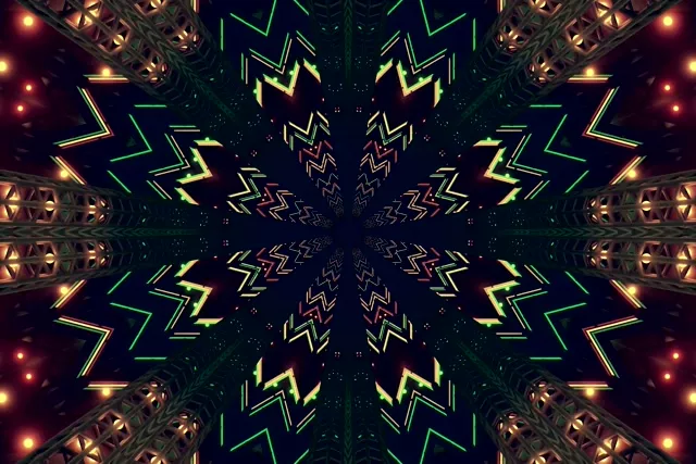 Neoon Tunneli Kaleidoskoop Roheline Ekraanisäästja 3:2 Surface 60fps VJ Loop