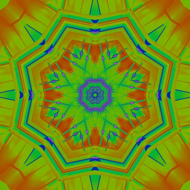 Neon Tunnel Kaleidoscope Star Burst VJ Loop 1:1 Square 60fps Screensaver