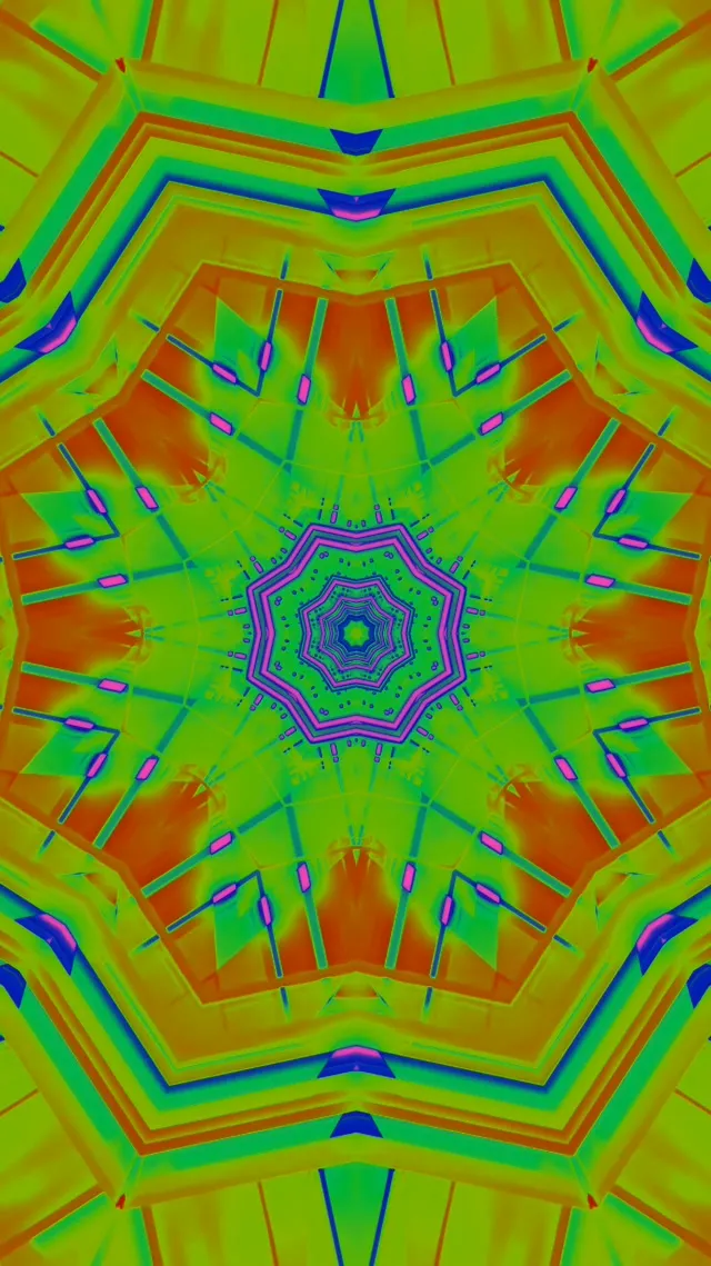 Neon Tunnel Kaleidoscope Octagon Vj Loop 9:16 Reels 60fps Screensaver