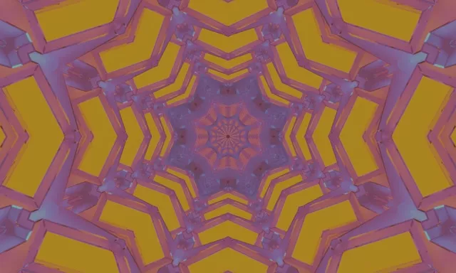 ネオントンネル カレイドスコープ パープルゴールド 5:3 ワイド 60fps スクリーンセーバー VJ Loop