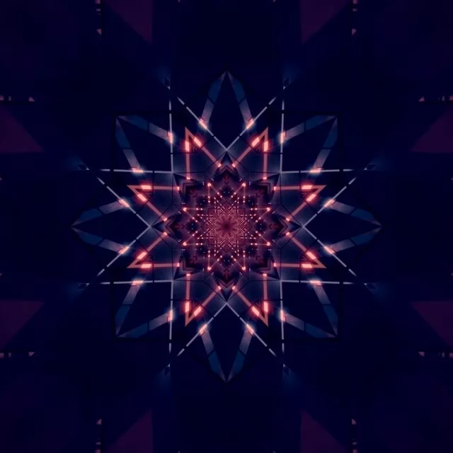 Neonový Tunel Kaleidoskop Hvězdný Výbuch VJ Loop 1:1 Čtvercový 60fps Spořič