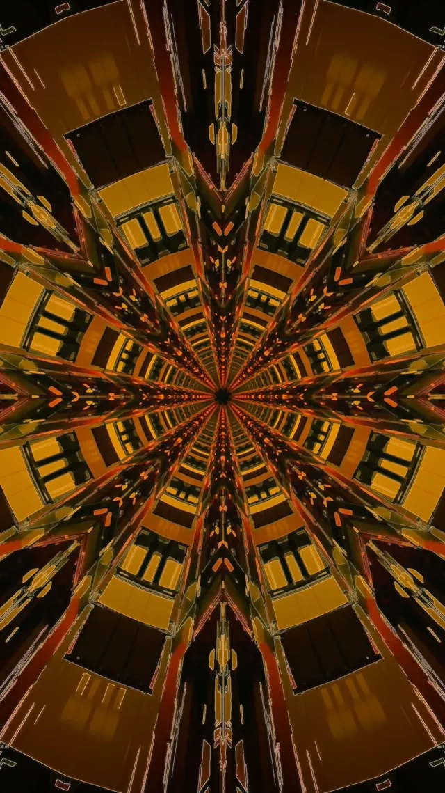 Neon Tunnel Kaleidoscope Star Burst VJ Loop 9:16 Reels 60fps Screensaver