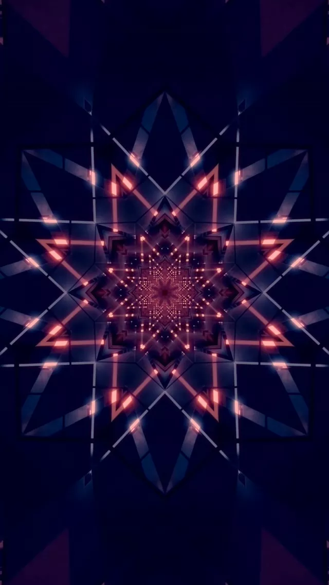 Neon Tonnel Kaleidoskoop Ster VJLoops 9:16 Reels 60fps Skermbespaarder