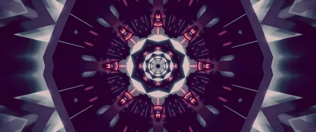 Neon Terowong Pusaran Kaleidoskop VJ Loop 2.39:1 Cinemascope 60fps Penyelamat Skrin