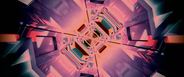 Neon Terowong Pusaran Kaleidoskop VJ Loop 2.39:1 Cinemascope 60fps Penyelamat Skrin