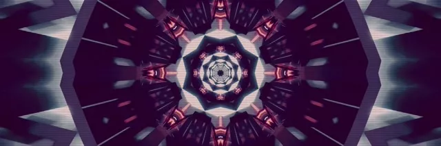 Terowongan Neon Vortex Kaleidoskop VJ Loop 3:1 Triple Wide 60fps Screensaver