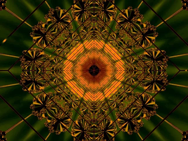 Неоновий Тунель Мандала Помаранчево-Зелена 60fps 4:3 Класичний Заставка VJ Loop