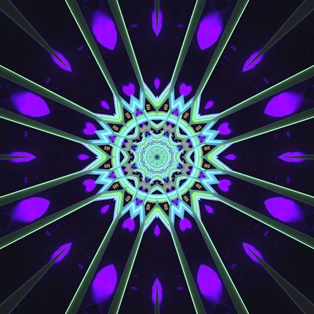 Neon Tunelis Mandala Violetinė Žalia Ekrano Užsklanda 1:1 Kvadratinis 60fps VJ Loop