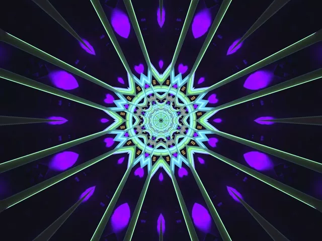 Neon Tunelis Mandala Violeta Zvaigzne Ekrānsaudzētājs 4:3 Classic 60fps VJ Loop