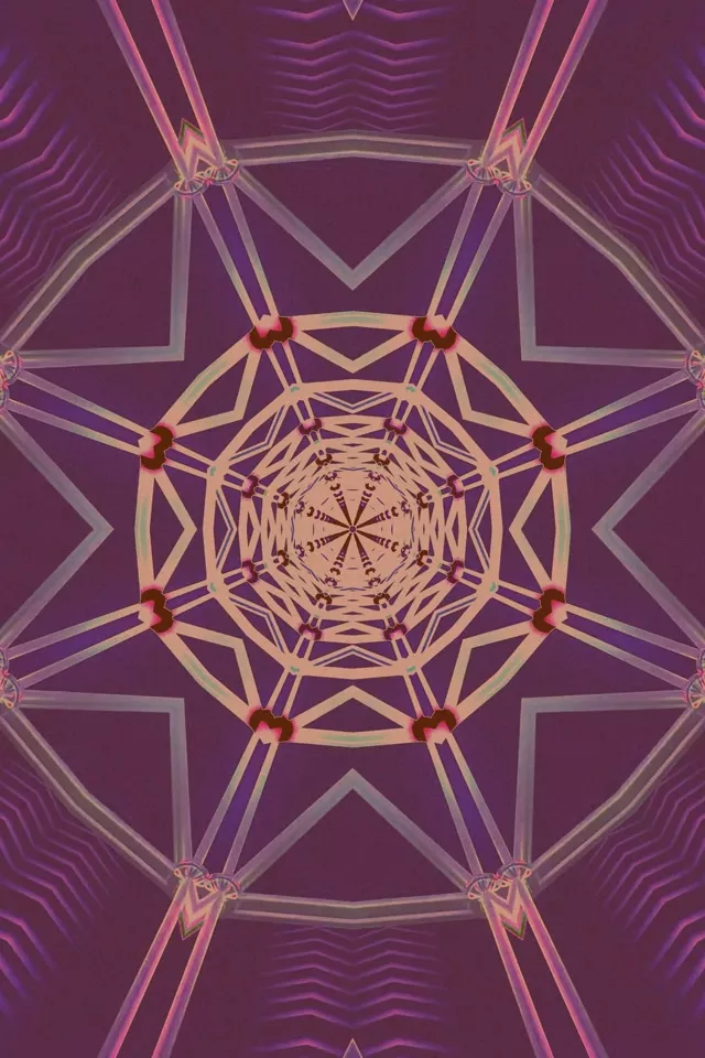 Neon Tunnel Mandala Star 2:3 Photo Portrait 60fps Screensaver Vj Loop