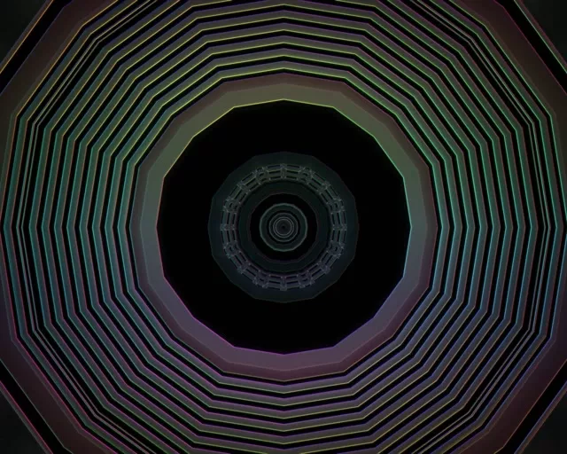 5:4 industrial neon tunnel 60fps screensaver vj loop vórtice octogonal