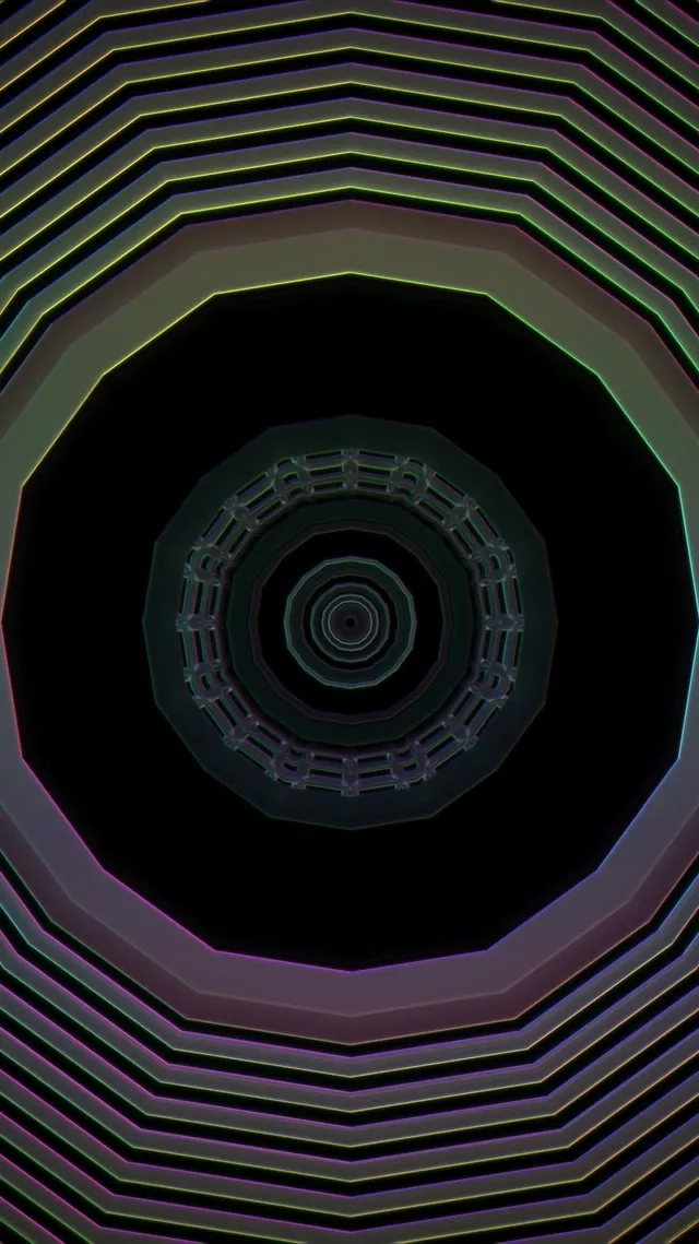 Octagonal Neon Tunnel Vortex 9:16 Reels 60fps Screensaver Loop