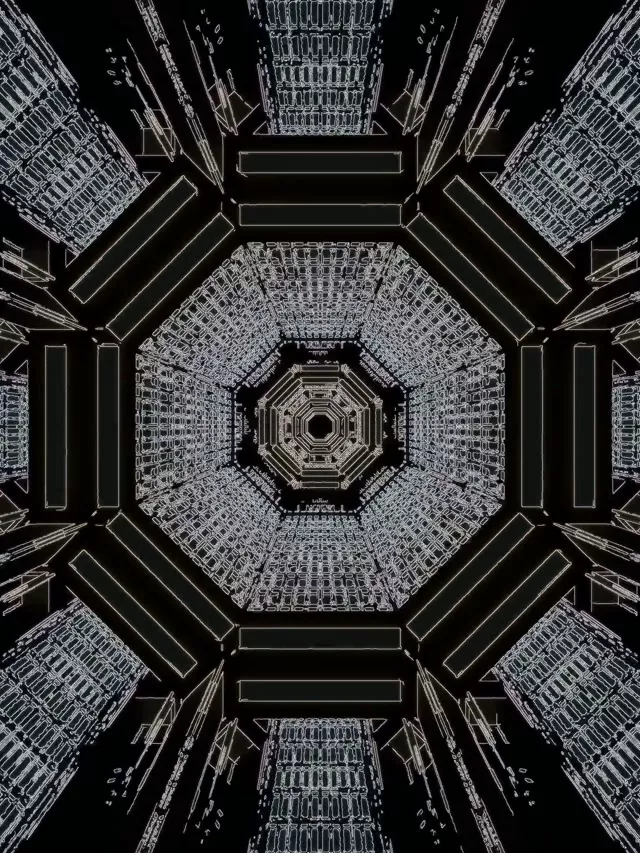 Neon Tünel Sekizgen Siyah Beyaz 60fps Ekran Koruyucu PC 3:4 iPad Dikey VJ Loop