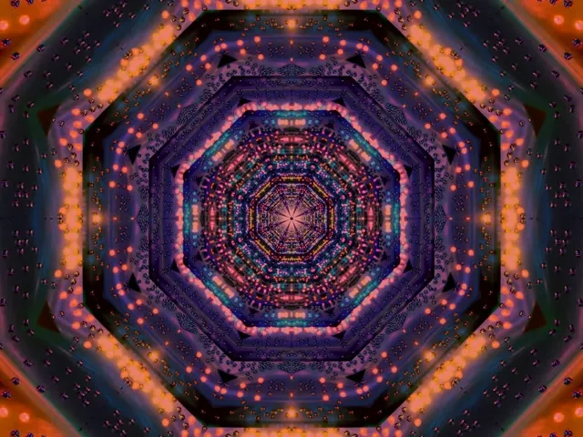 Neon Tonnel Agthoek Fraktaal VJLoops 4:3 Klassiek 60fps Skermsaver