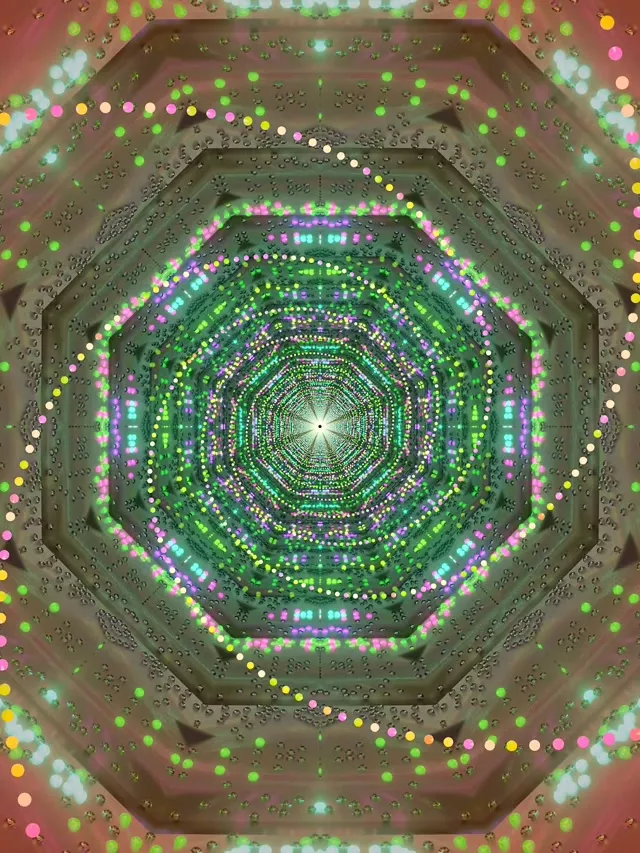 Neon Tüneli Oktagon Yeşil Pembe Ekran Koruyucu 3:4 iPad Portrait 60fps VJ Loop