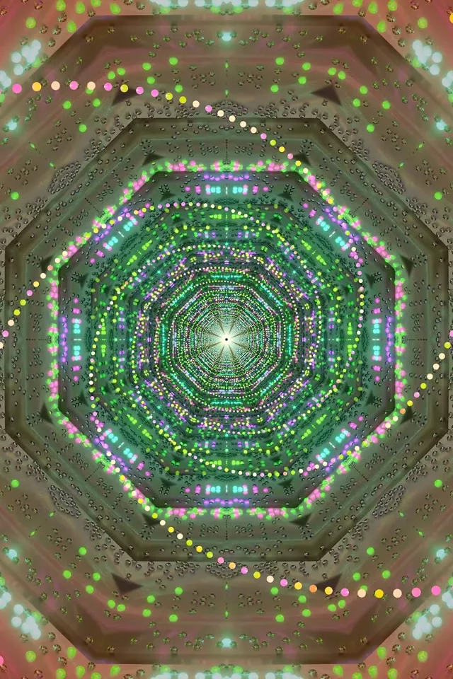 Neon Tunneli Kahdeksankulmio Vihreä Vaaleanpunainen Näytönsäästäjä PC 60fps 2:3 Portrait VJ Loop