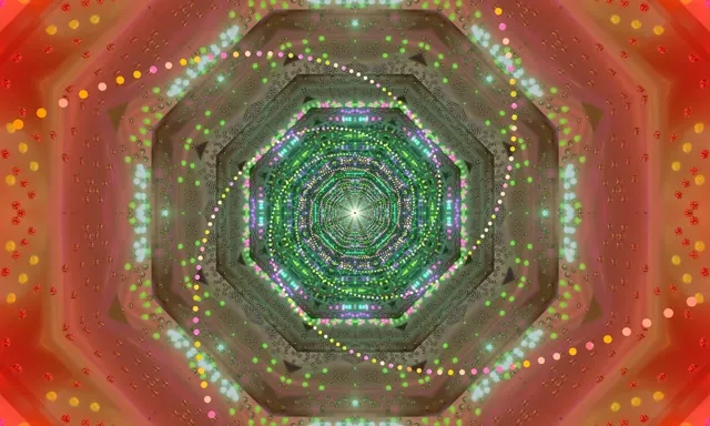 Neon Tunnel Oktagon Grønn Rød Skjermsparer 5:3 Wide 60fps VJ Loop