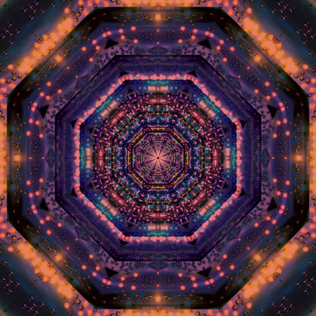 Neon Tunnel Octagon Kaleidoscope VJ Loop 1:1 Square 60fps Screensaver